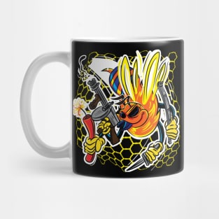 Killer Bee with Machine Gun Cartoon Mug